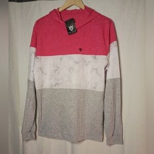 NWT Veece Low Tide Hoodie Red Marble Large Color Block Buckle